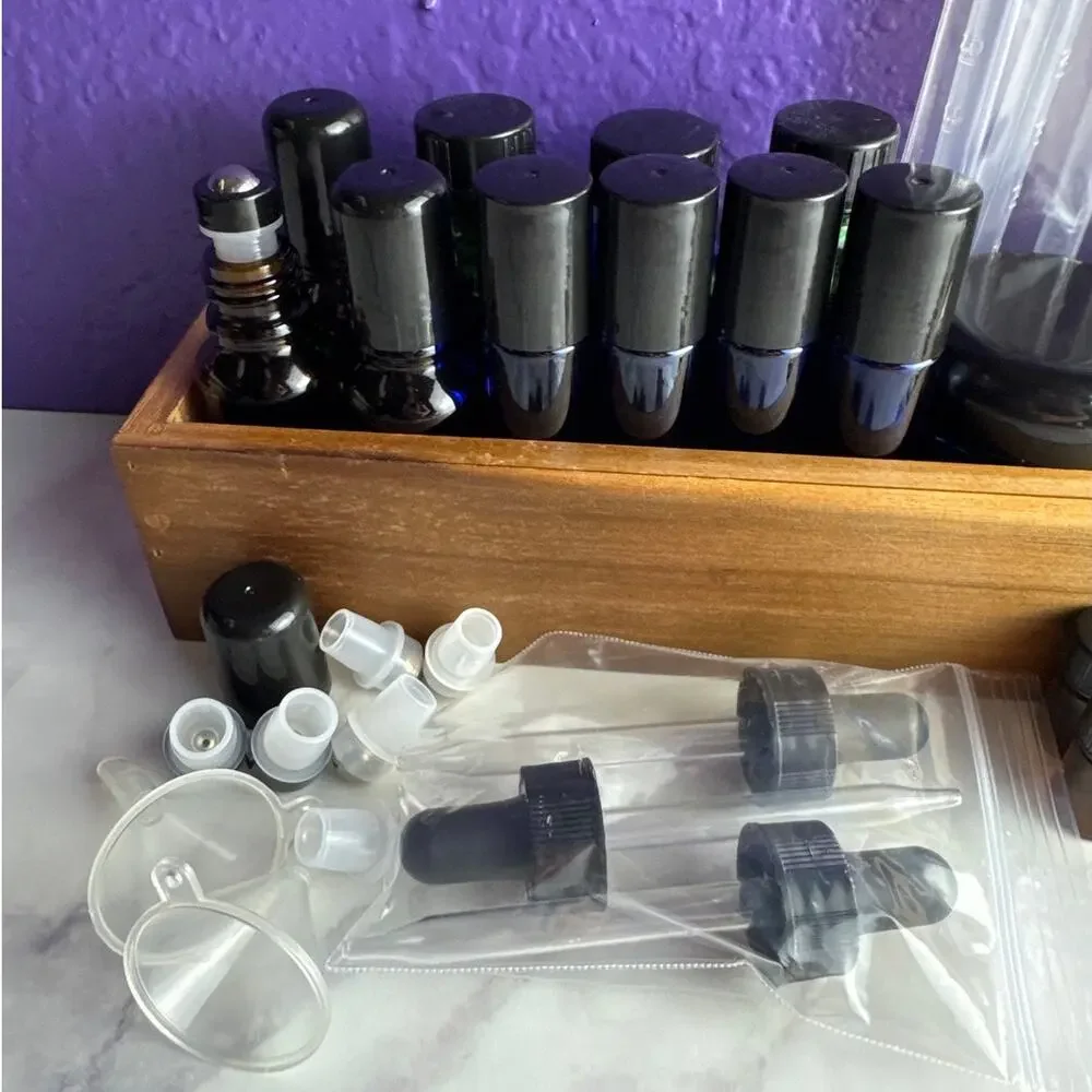 DIY Aromatherapy Supply Lot Essential Oil Glass Bottles Dropper Roller Vials New